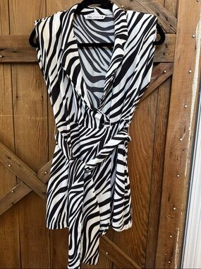 Zara Black and White Zebra Print Wrap Romper